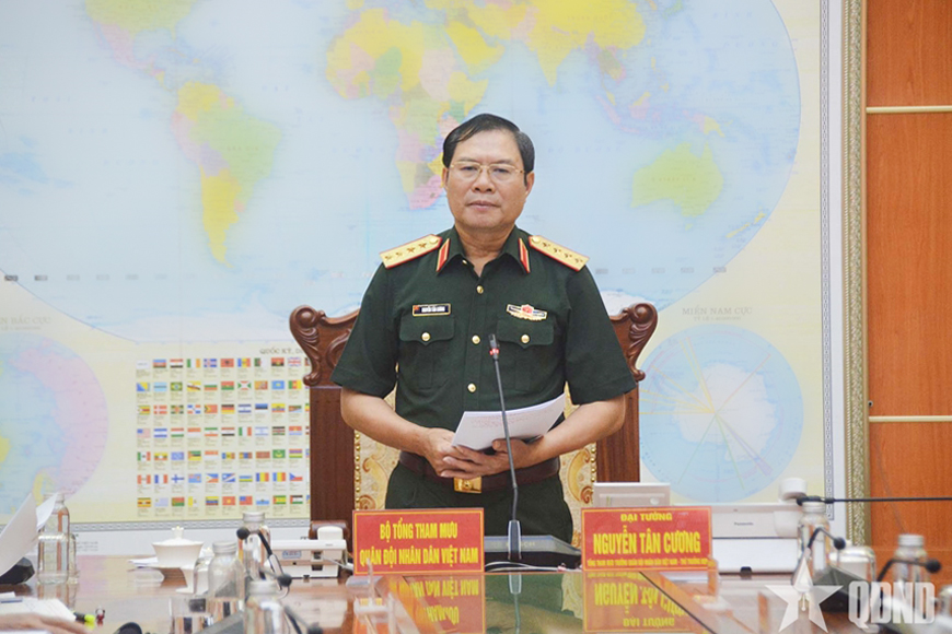 Đại tướng Nguyễn Tân Cương làm việc với các cơ quan, đơn vị về tổ chức, biên chế của khu thể thao Mỹ Đình và phân hiệu trường thiếu sinh quân